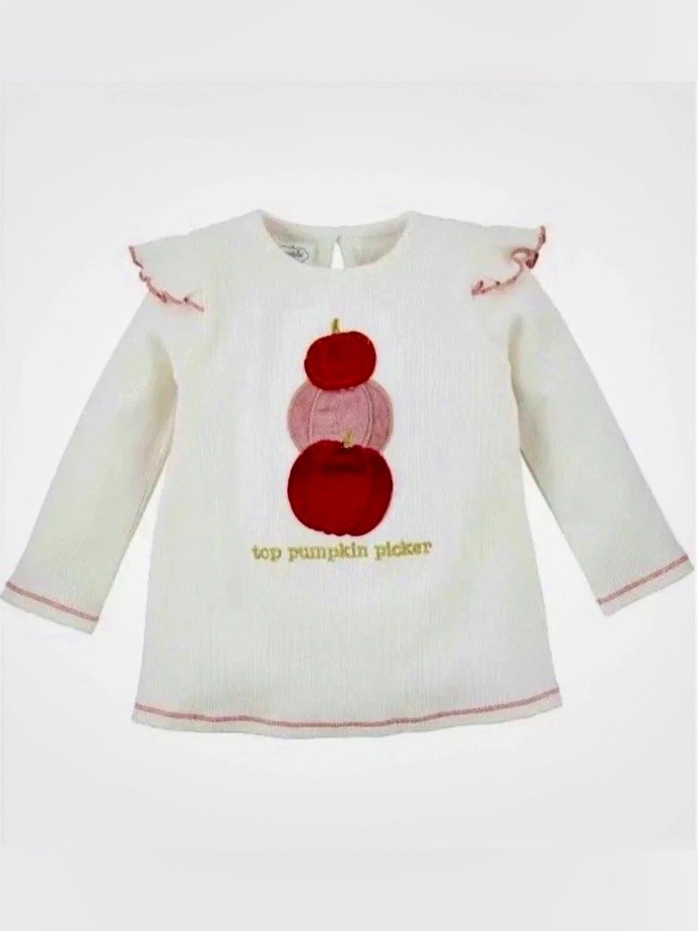NWT Mud Pie Girls Fall Top Pumpkin Picker Appliquéd Tunic Top Size 4T-5T Large